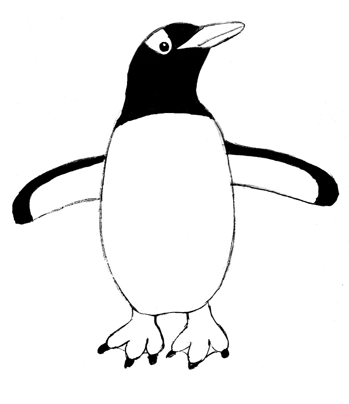 Cute Sketch Penguin Drawing for Kids
