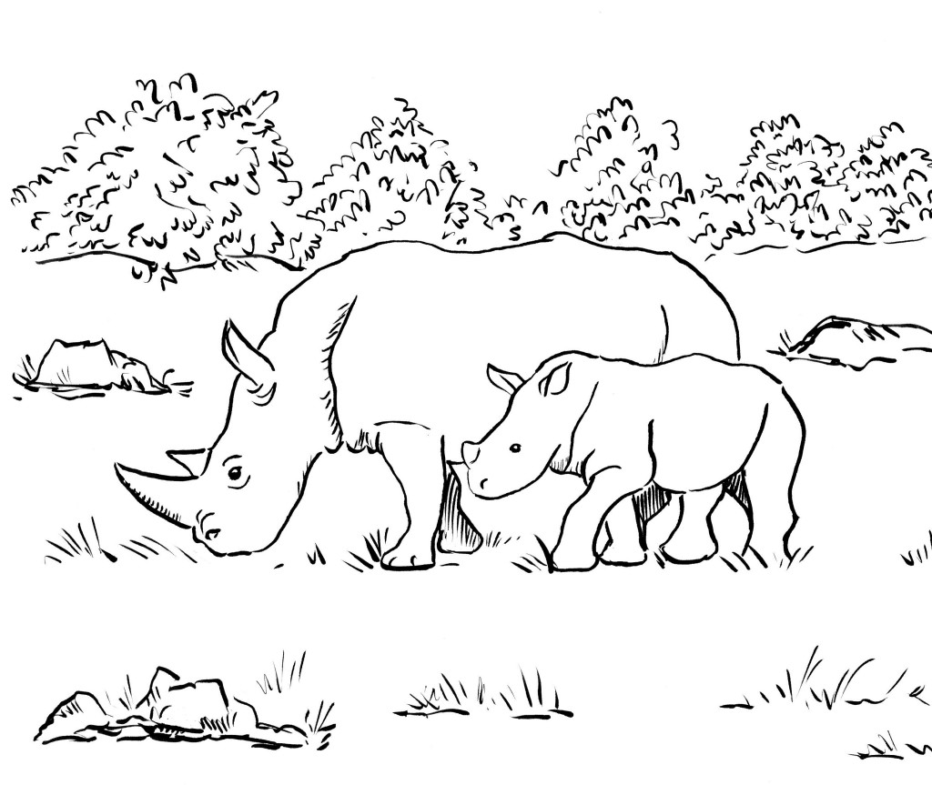 Rhino Coloring Page - Samantha Bell