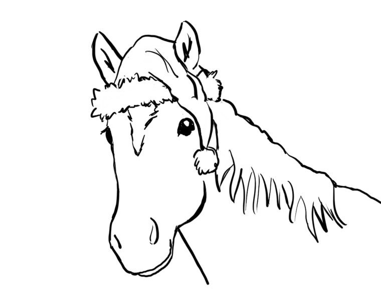 christmas horse coloring page art starts