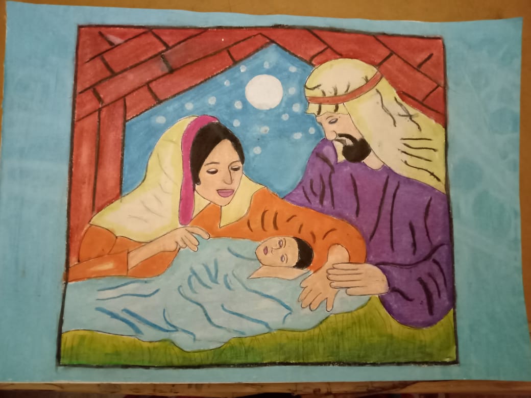 Holy Family Nativity Scene Illustration